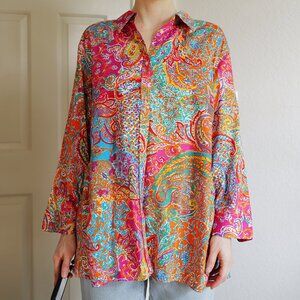 Lauren Ralph Lauren Colorful Boho 100% Cotton Shirt
